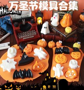 Aromatherapy Candle DIY 3D Pumpkin Ghost Skull Halloween Silicone Mold Handicraft Tool