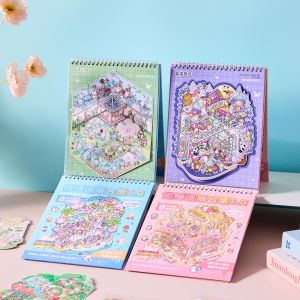 Kawaii 3D Rainbow Island Series Miniature Scene Stickers Book Visual Stacking DIY Pocket House Stickers Childrens Festival Gift