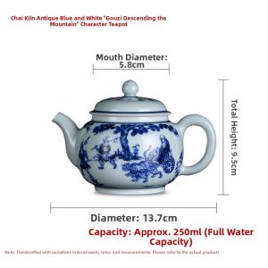 Zhongs Kiln | Hand-painted Blue and White Porcelain Tea Pot Chai Kiln Jingdezhen Classical Ghost Valley Descends