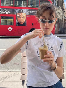 Áo Thun Cotton Cổ Tròn Tay Ngắn in Họa Tiết Phong Cách Retro Dành Cho Nữ Mùa Hè Thường Ngày Dài Vừa Phải