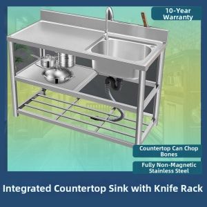 Thickened Stainless Steel Single Bowl Sink with Platform