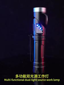 Pocket LED Flashlight with 90° Rotate Head Rechargeable Torch with Magnetic Base Emergency Headlight for Outdoor Camping Hiking
