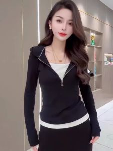 Slimming Long Sleeve Base Layer Top Womens Early Spring 2025 New European Style Small Shirt Versatile Inner Wear T-Shirt