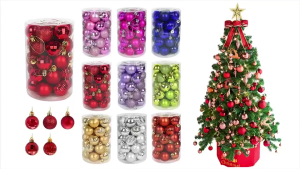 24PCS 3CM Christmas Xmas Tree Ball Bauble Red Gold Hanging Ornaments For New Year Home Party