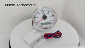 ELING 85mm Newest 3K 4K 6K 7K 8K RPM Tacho Tachometer Gauge REV Counter with Hour Meter Red Backlight for Ship Truck 12V 24V