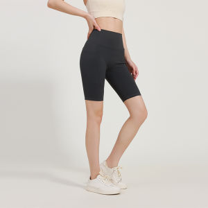High-Waist Fitness Shorts Womens Yoga Pants Quick-Dry Cycling Sport Five-Quarter Length Running Mid-Pants Tight Fit Breathable