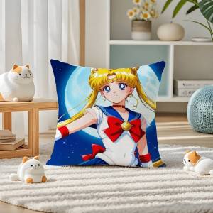 Bandai | Sailor Moon Tuxedo Mask Anime Plush Pillow Cover Soft Short Plush Cushion Cover For Sofa Bedroom Home Decor Gift Decoration
