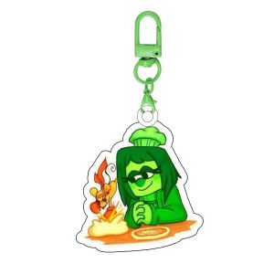 Bandai | For Deltarune Chapter 5 Game Seven Green Blue Colored Flowers Flowery Aqua Seth 5cm Acrylic Keychain Backpack Pendant Gift