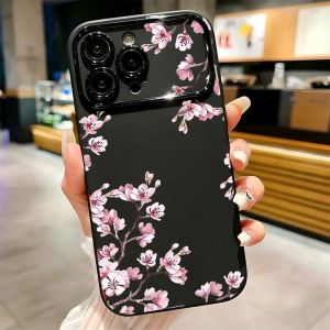 Elegant Pink Cherry Blossom Print Phone Case For iPhone 17 16 15 14 13 12 11 Pro Max Plus Soft Shockproof TPU Cover