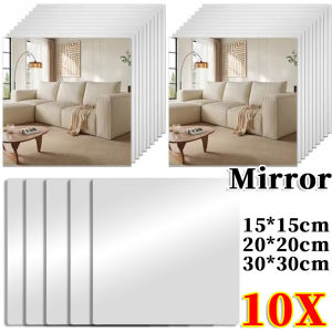 10pcs HD Mirror Wall Stickers / Square Household Self-adhesive Wall Mirror / Full Body Dress Mirror Sticker / DIY Art Acrylic Mirror Wallpaper