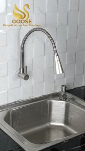 Keran Cuci Piring GOOSE Terompet Fleksible Tembok Stainless - GS099