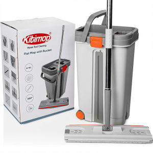 Bộ lau nhà tự vắt KITIMOP PRO MAX thùng 2 ngăn giặt vắt có bánh xe bàn lau 38cm kèm 3 bông lau