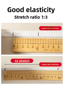 High Elasticity Durable Thin Flat Rubber Band for Waist and Hem of Pants White