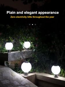 25CM Solar Round Post Garden Light Outdoor Waterproof LED Pathway Landscape Stake Garden Lawn Lamp