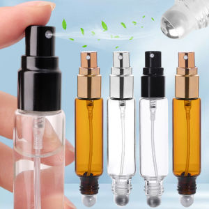 10ML 2 In 1 Empty Roller Ball Bottle Spray Bottle Portable Refillable Travel Perfume Liquid Container Glass Bottles For Essential Oil