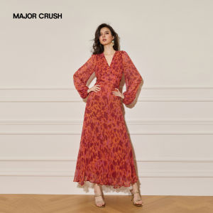Waist Cinching Flared Long Dress