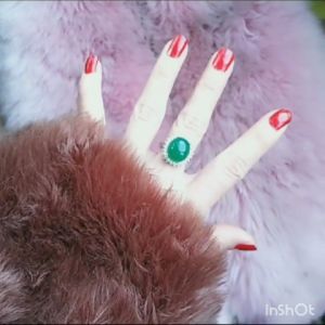 100% แหวนหยกแท้จากพม่าหยกธรรมชาติใหญ่และเพชรสว่างในเงินแท้ 92.5%