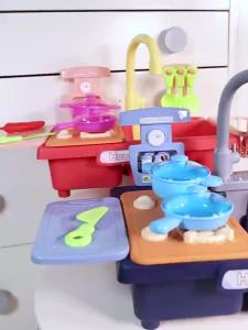Children Toy Sink Electric Kid Dishwasher Water with Vegetable Fruit Food Cooking Pretend Play Toy Kitchen Role Play 3 Year Gift