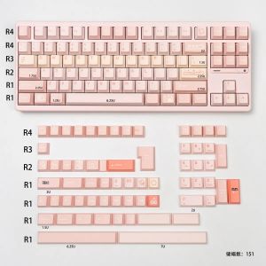Bộ Keycap PBT Nhuộm Màu Cherry Profile 151 Phím Màu Hồng Siêu Nhẹ Dành Cho Bàn Phím Cơ MX Tương Thích Với Wooting60/HM66/Mad60