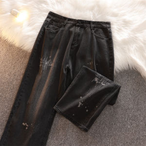 กางเกงยีนส์ทรงหลวมสไตล์อเมริกันสตรีทย้อนยุคสำหรับผู้ชาย กางเกงขายาวทรงหลวมสไตล์วินเทจ ทรงหลวม กางเกงขายาวทรงหลวม