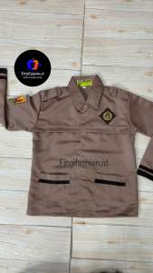BAJU SIAGA PANJANG / BAJU PLAT COKLAT SD TANGAN PANJANG FULL KANCING