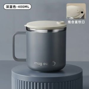 1pc 400Ml/13.5Oz Milk Coffee Cup Stainless Steel Double Wall Thermal Insulated Water Cups And Mugs Metal Coffee Cup Mug