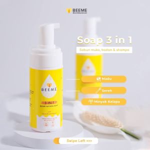 Beeme natural soap 3 in 1 sabun shampoo bayi anak aroma sereh dan madu 100ml