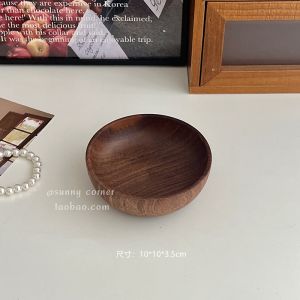 Retro Style round Wooden Tray Vintage Desktop Jewelry Organizer Key And Miscellaneous Items Arrangement Plate Home Decor