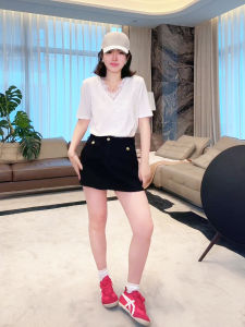 Comfortable Casual Embroidered Relief Beaded Short Sleeve T-Shirt ME【Thousand Pearl Flower T】Slimming Lightweight Cotton Blend