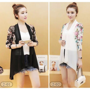 เสื้อคลุมเกาหลี ผ้าชีฟอง-. แฟชั่นเกาหลี ผ้าโปร่งบางเบา ลายผ้าสวย (ตารางไซส์อยู่รูปสินค้าที่2) ใส่สบาย แบบพริ้วๆ เสื้อคลุม1