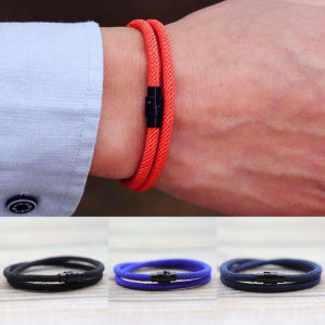 New Simple Style Men Rope Bracelet Bilayer Grade A 4mm Thread Fabric Braslet Outdoor Riding Survival Braclet Casual Accessories