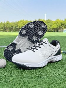 Mens Golf Shoes Sports Shoes Breathable Waterproof Anti-Side Slip Golf Activity Nails Shock Absorption Large Size Shoes