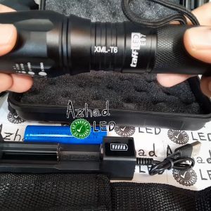 Senter Tactical Adjustable TaffLED E97 300 lumens XML-T6 Set Box Baterai 18650 Charger