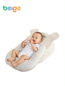 Beige หมอนกันลูกแหวะนม ดีไซน์เอียง 10° เนื้อผ้าOrganic Cotton ปลอดสารเคมี สำหรับเด็กอ่อน 0-12เดือน แนะนำโดยกุมารแพทย์