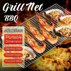 Charcoal Barbeque Grill Net Stainless Steel BBQ Net Portable Grill Net Non-Stick Mesh Net BBQ Tray Mesh Wire Net