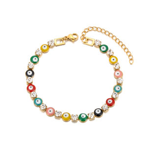 Lokaer Classic Lucky Blue CZ Evil Eye Turkey Bracelet Necklace For Women 316L Stainless Steel Rhinestone Fashion Jewelry B25145