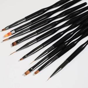 10Pcs/set Fine Detail Liner Painting Nail Art Brush French/Stripe/Flower/Ombre Drawing Pen Nail Art Tips Design UV Gel Brushes *