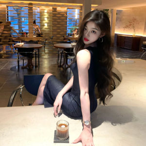 Elegant Lady Style Slim Fit Denim Vest Dress Fashionable Personality High Waist H-Line Bodycon Skirt Summer Season Clothing