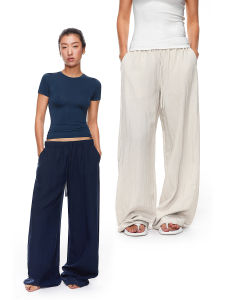 FDR Flagship Store Lyocell Linen Pants Breathable Casual Pants Women Low Waist Draped Wide Leg Straight Leg Long Trousers