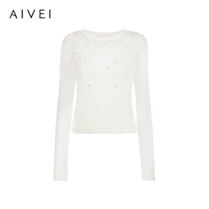 AIVEI | Lace Texture Water Drill Lazy Style Sweater