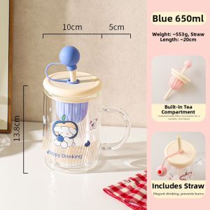 TINY HOME | Borosilicate Glass Flower Tea Infuser Tumbler Straw Cup