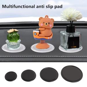 4PCS Car Dashboard Multifunctional Anti-Slip Mat Black Round Decoration Anti-Slip High Viscosity Shockproof Mat Car Interior Storage Mat 4cm/5cm/6cm/7cm