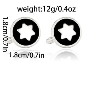 Classic Black White Mens Shirt Cufflinks Fashion round Hexagon Star Design French Style Business Shirt Cuff Buttons