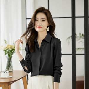 White Professional Womens Shirt Pure Color Simple Design Long Sleeve for Early Spring New Arrival High-End Business Casual Shirt