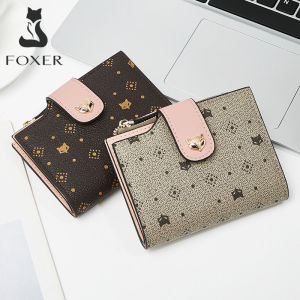 FOXER Card Holder PVC Leather Women Wallet Designer Coin Purse Girls Zipper Wallet High Quality Short Clutch Bag