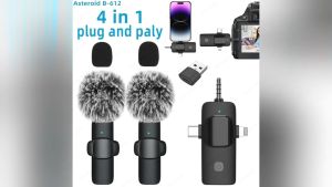 TaffSTUDIO UHF Microphone Wireless Clip on Jarak Jauh Lavalier Vlogger Live 3.5mm 3in1 - K15