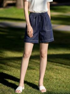 Basic House | Ice Silk Comfort High-Waist Wide Leg Jean Shorts