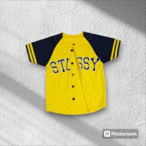 baju Jersey Baseball stsy anak kuning Lis kuning pakaian outdoor kualitas premium