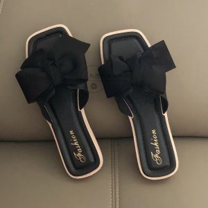 Kazuki Butterfly Knot Slippers Womens Summer Outdoor Wear 2025 New Fashion Cloth Strap Tassel Versatile Sandals