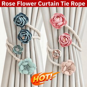 Rose Flower Curtain Tie Rope Without Punching Curtain Buckle Strap Home Decoration Accessories